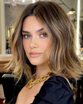 Golden Balayage Short Wigs for Women Caucasian 100% Human Hair - Everyday Wigs